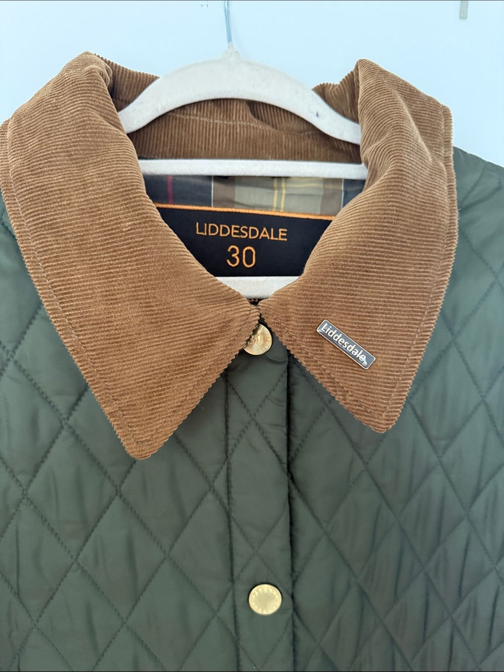 NWT Barbour Olive Quilted Jacket with Corduroy Collar - Picture 3 of 8